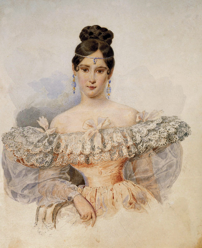 Portrait of Natalia Pushkina, the wife of the poet Alexander Pushkin from Brüllow