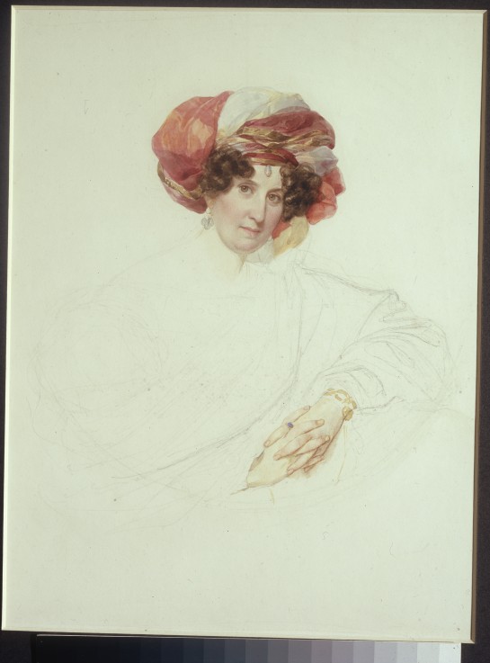 Woman in Turban. Portrait of Countess Maria Grigoryevna Razumovskaya (1772-1865), née Vyazemskaya from Brüllow