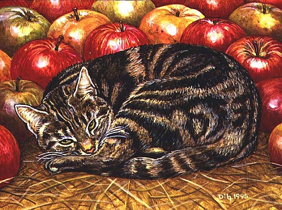 Right-Hand Apple-Cat, 1995 (acrylic on panel)  from Ditz 