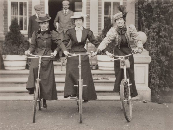 Three women on bicycles, early 1900s (b/w photo)  from English Photographer
