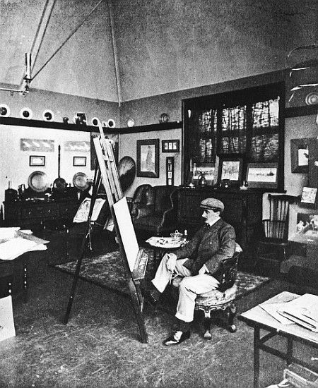 Cecil Aldin in his studio from English Photographer