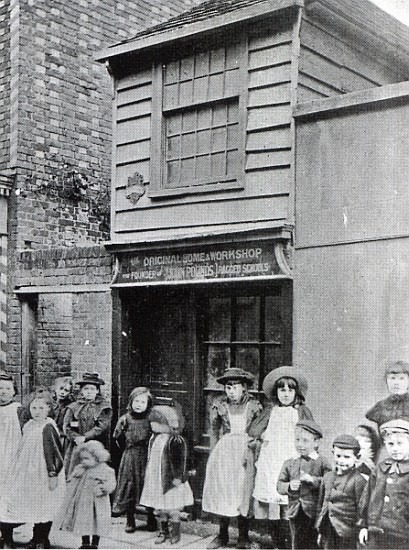 Children outside John Pounds''s workshop, from which he ran the first Ragged school from English Photographer