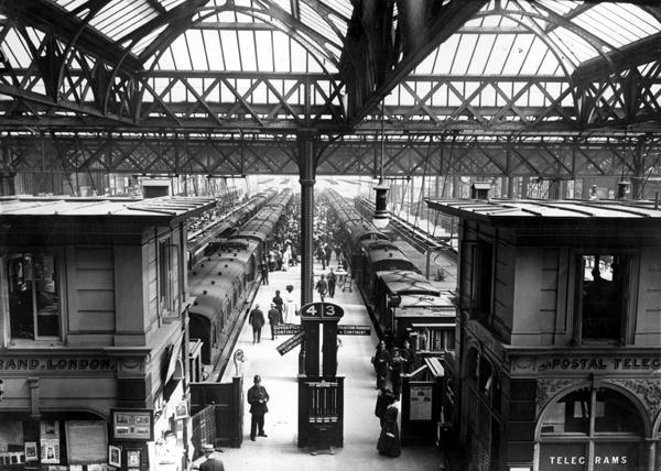 Interior of Charing Cross Station, London, c.1890 (b/w photo)  from English Photographer