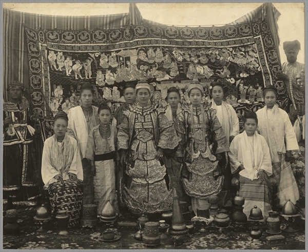 Theatre company, Burma, c.1910 (b/w photo)  from English Photographer