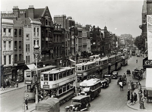 Whitechapel High Street, London, c.1930 (b/w photo)  from English Photographer