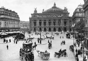 General view of the Paris Opera House, late 19th century (b/w photo) 