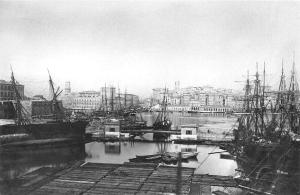 View of the port of Marseilles, late 19th century (b/w photo)  from French Photographer
