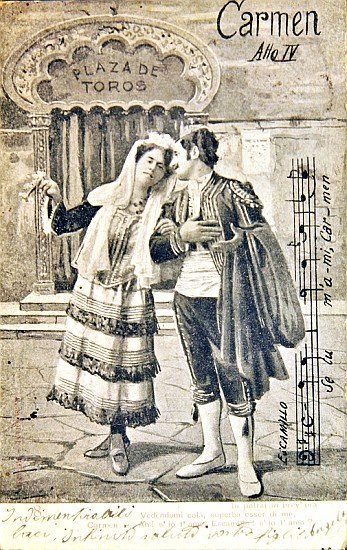 Postcard commemorating the Fourth Act of the opera ''Carmen'', from Georges Bizet