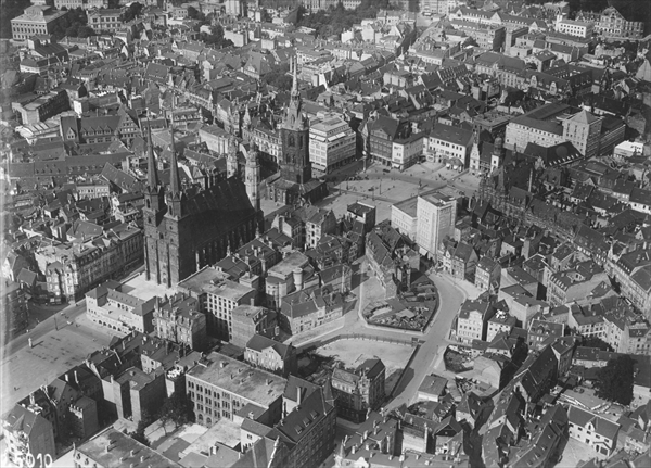 Aerial view of Halle, Saxony-Anhalt (b/w photo)  from German Photographer (20th Century)