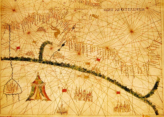 North Africa, from a nautical atlas, 1520(detail from 330916) from Giovanni Xenodocus da Corfu