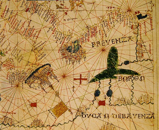 Provence and Northern Italy, from a nautical atlas, 1520 (ink on vellum) from Giovanni Xenodocus da Corfu