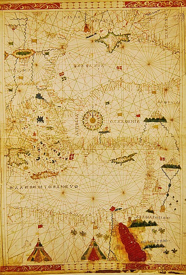 The Eastern Mediterranean, from a nautical atlas, 1520(see also 330914) from Giovanni Xenodocus da Corfu