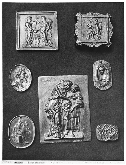 Plaques depicting Hermes and Abundance, Apollo, Judith and her Servant, Attila the Hun (395-453) (br from Italian School