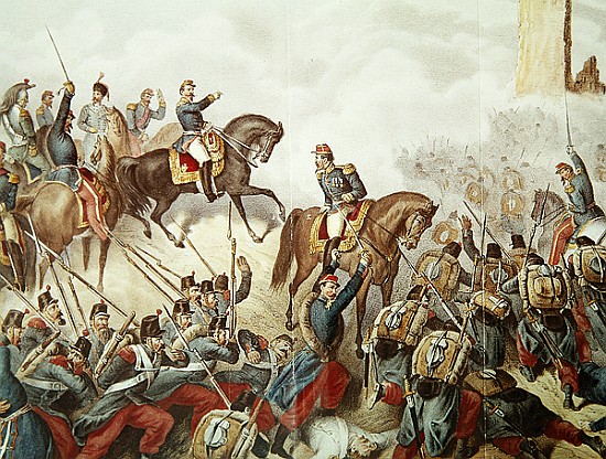 The Piedmontese and the French at the battle of San Martino in 1859 from Italian School