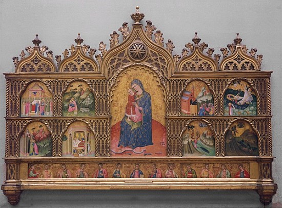 The Virgin and Child with Legendary Scenes (tempera on panel with gold) from Italian School