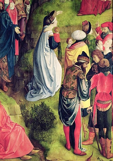 Triptych of the Crucifixion, detail of a group from the bottom right hand side, c.1465-68 from Joos van Gent (Joos van Wassenhove)