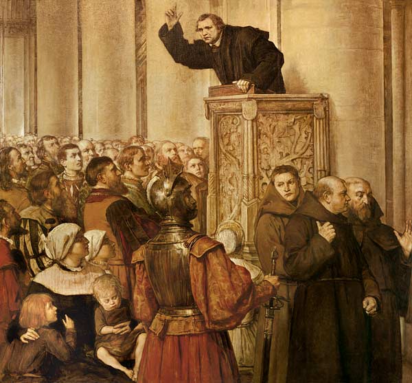 Luther predigt von der Kanzel from Linnig