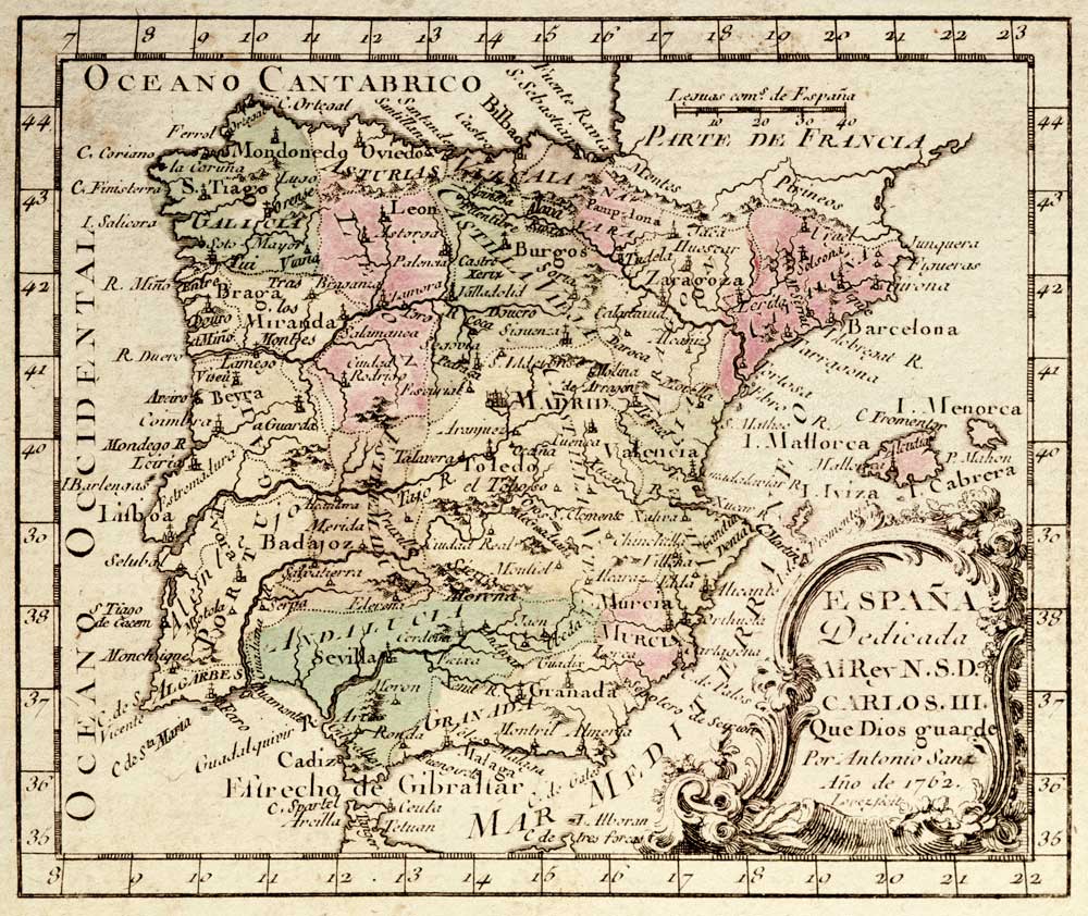 Spain and Portugal , Map from Lopez
