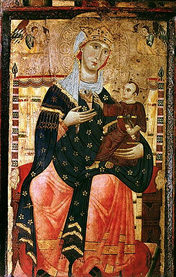 Enthroned Madonna and Child, c.1260 (canvas laid over poplar) from Luccanese School