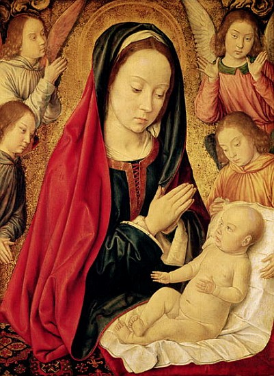 The Virgin and Child Adored Angels from Master of Moulins (Jean Hey)