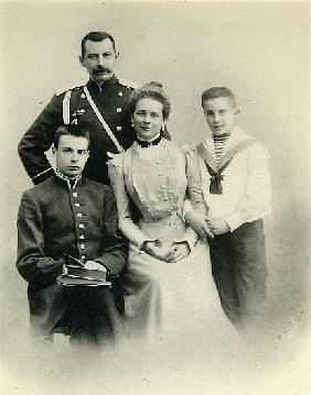 Family portrait of Princess Zenaida Yusupova, Count Felix Sumarokov-Elston and sons Nikolai and Feli