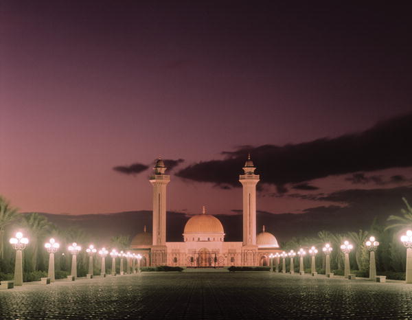 The Bourguiba Mosque at night (photo)  from Tunisian School