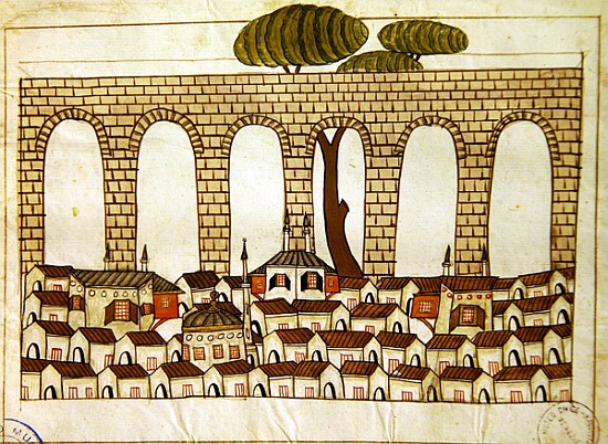 Ms. cicogna 1971, miniature from the ''Memorie Turchesche'' depicting the great aqueduct at Constant from Venetian School