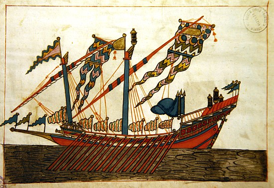 Ms. cicogna 1971, miniature from the ''Memorie Turchesche'' depicting a Turkish flagship from Venetian School