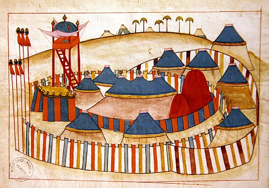 Ms. cicogna 1971, miniature from the ''Memorie Turchesche'' depicting a Turkish camp with look-out t from Venetian School