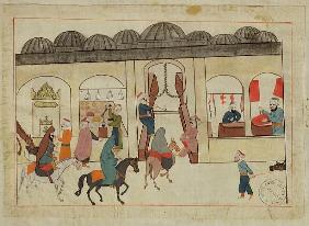 Ms. cicogna 1971, miniature from the ''Memorie Turchesche'' depicting the covered market in Istanbul