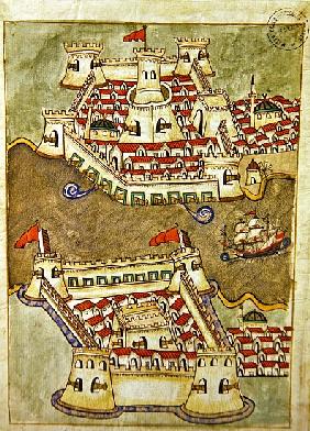 Ms. cicogna 1971, miniature from the ''Memorie Turchesche'' depicting fortresses on the Bosphorus