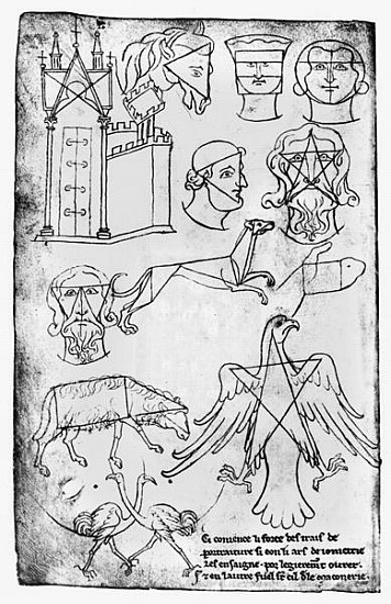 Ms Fr 19093 fol.18v Various drawings (facsimile copy) from Villard de Honnecourt
