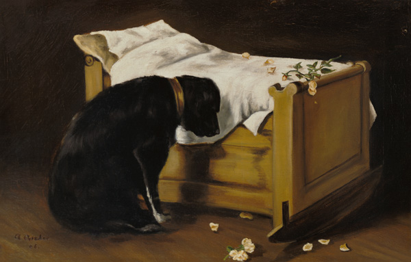 Dog Mourning Its Little Master from A. Archer