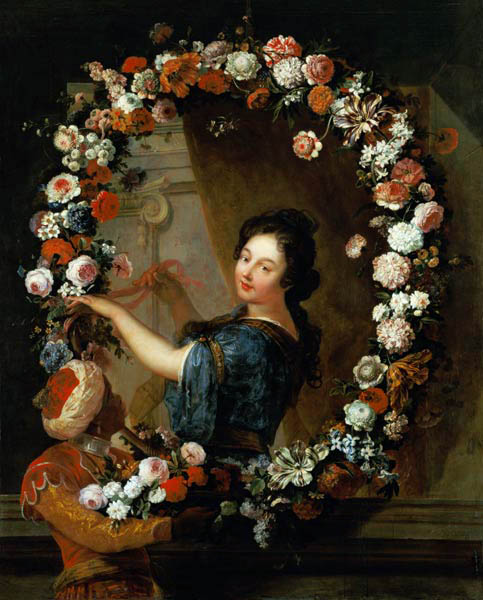 Portrait of a Woman Surrounded by Flowers, presumed to be Julie d'Angennes from A. Belin de Fontenay
