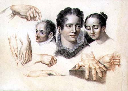 Studies of female and male heads and hands from Abraham Constantin