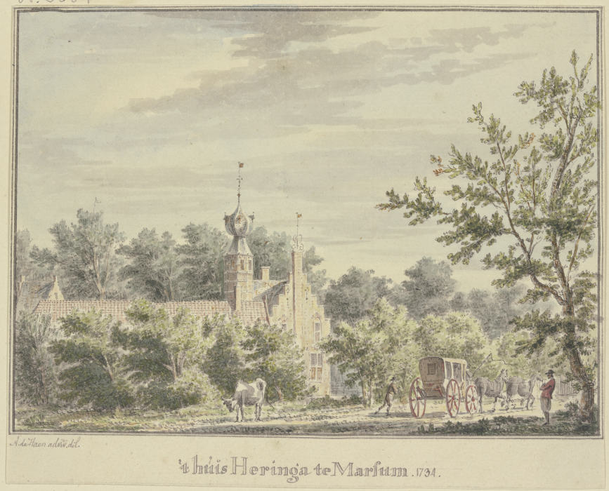 Huis Heringa te Marsum from Abraham de Haen d. J.