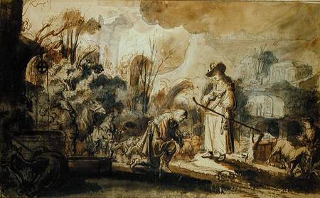 Eliezer and Rebecca at the Well from Abraham Furnerius