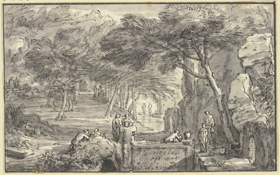 In einem Hain bei einem Brunnen viele Figuren from Abraham Genoels d. J.