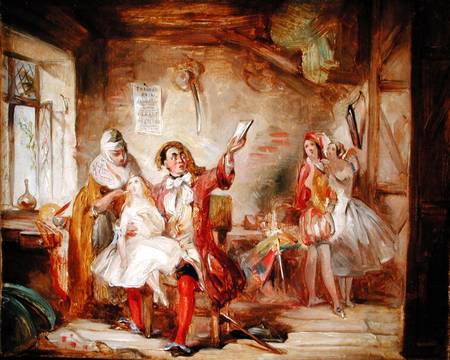 Backstage at the Theatre Royal, possibly depicting Ira Frederick Aldridge (1807-67) rehearsing Othel from Abraham Solomon