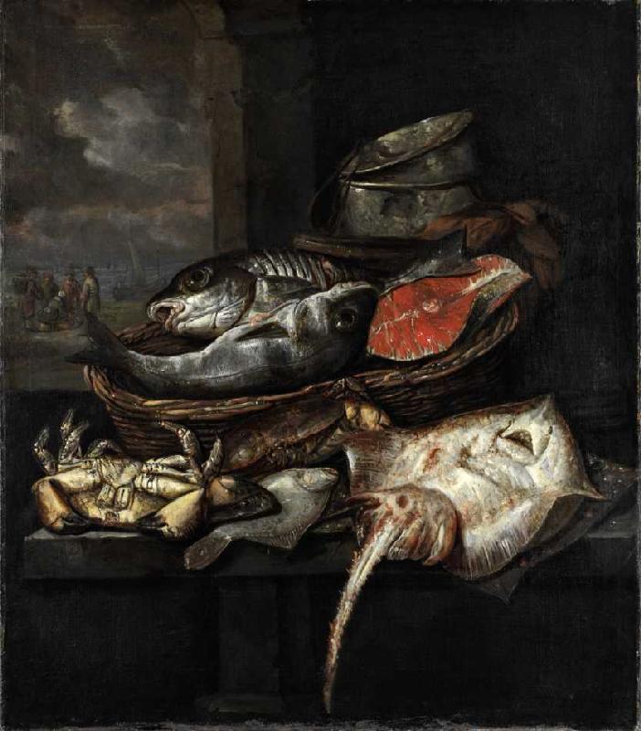 Bank eines Fischhändlers. from Abraham van Beyeren