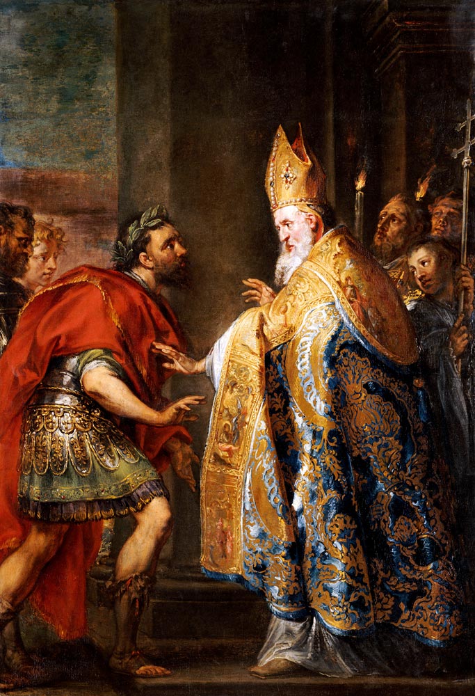 Kaiser Theodosius vor dem Heiligen Ambrosius. from Abraham van Diepenbeeck