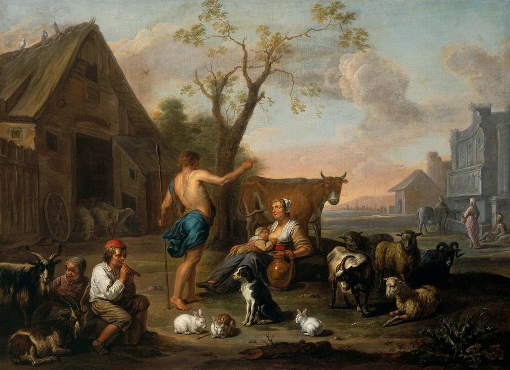 Animals and Figures in a Farmyard from Abraham Willemsen