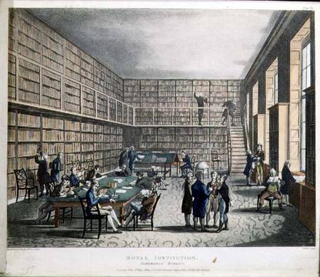 The Library at The Royal Institution, Albemarle Street, engraved by Joseph Constantine (fl.1780-1812 from A.C. Rowlandson