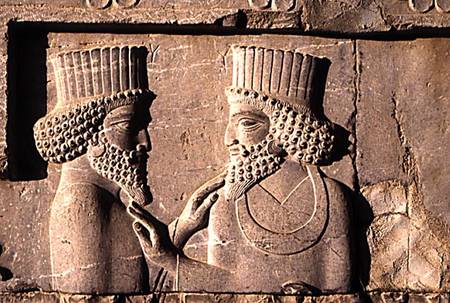 Two dignitaries, from the northern wing of the Apadana east stairway facade from Achaemenid