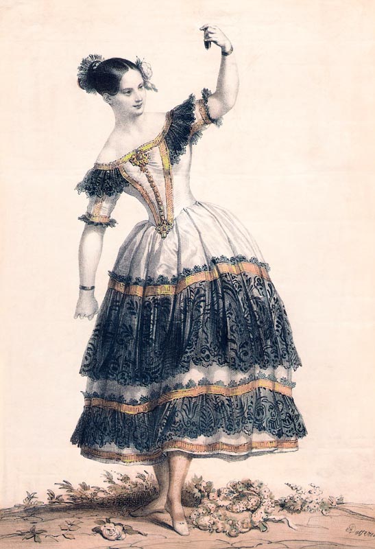 Fanny Elssler as Florinda in the dance La Cachucha (ballet Le Diable boiteux) from Achille Deveria