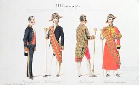 Uniforms from the Court of the Russian Tsar, 1855 (watercolour on paper)