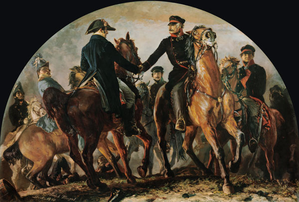 Blüchers Begegnung mit Wellington nach der Schlacht v. Belle-Alliance (Waterloo) from Adolph Friedrich Erdmann von Menzel