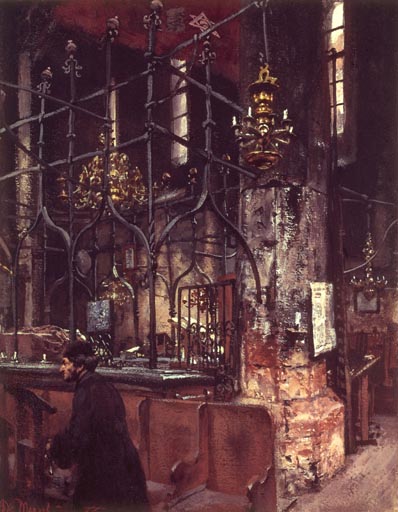 Das Innere der Alt-Neu-Synagoge in Prag from Adolph Friedrich Erdmann von Menzel