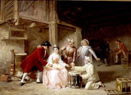 Group of musician actors gambling from Adolphe Francois Monfallet