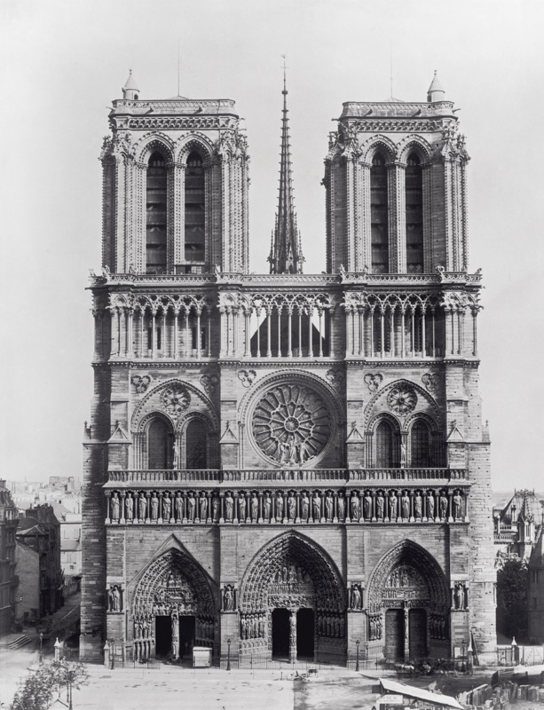 Facade of Notre-Dame, Paris, late 19th century (b/w photo)  from Adolphe Giraudon